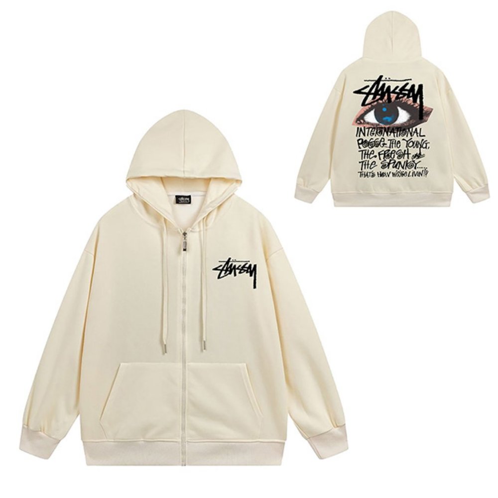 Stussy Zipper Ocular Hood Hoodie In Tan